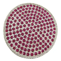 Fuchsia Rhinestone Covered Round Chrome Belt Buckle