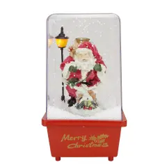 Northlight Musical Santa Claus Christmas Glittering Snow Dome - 11.5" Red