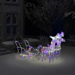 Reindeers & Sleigh Christmas Decoration 160 LEDs 51.2" Acrylic Multicolour