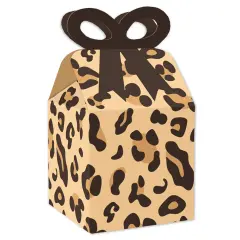 Big Dot of Happiness Leopard Print - Square Favor Gift Boxes - Cheetah Party Bow Boxes - Set of 12