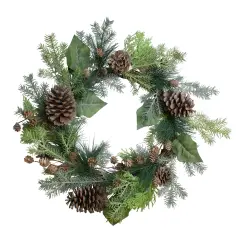 Northlight Pine Cone and Cedar Artificial Christmas Wreath - 20-Inch, Unlit Green