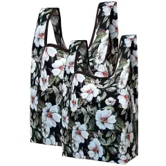 Wrapables JoliBag Collection Reusable Shopping Bag (Set of 2) White Pansies