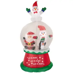 Northlight Lighted Inflatable Santa and Friends Snow Globe Outdoor Christmas Decoration - 6.75' Red
