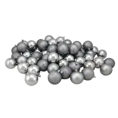 Northlight Shatterproof 4-Finish Christmas Ball Ornaments 2.5" (60mm) - Pewter Gray - 60ct
