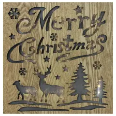 Diva At Home 12" Lighted Wooden "Merry Christmas" Christmas Wall Decoration Brown