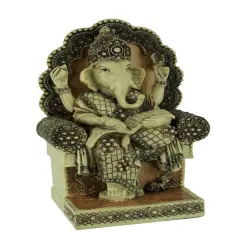 Lord Ganesha Sitting On Throne Reading Secret Scripture Statue