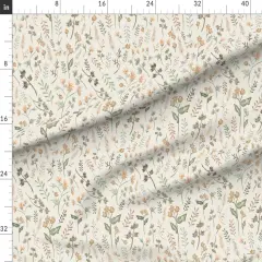 Various Fabrics by the Yard or Fat Quarter Sage Botanical Spring Floral Hand Drawn Garden Peach Green Beige Watercolor Meadow Custom Printed Fabric by Spoonflower