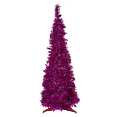 Northlight 4' Pink Tinsel Pop-Up Artificial Christmas Tree, Unlit