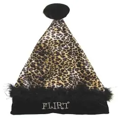 Santa's Best Black and Yellow Leopard Santa Unisex Adult Christmas Hat Costume Accessory - Large