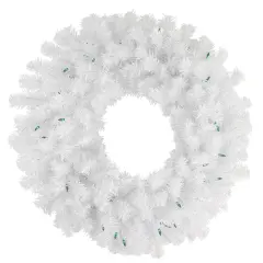 Northlight Pre-Lit Geneva Spruce Artificial Christmas Wreath - 24" - White - Green Lights