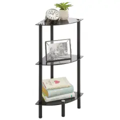 mDesign Glass Corner 3-Tier Tower Cabinet Storage Organizer Shelves