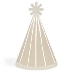 Big Dot of Happiness Tan Stripes - Cone Happy Birthday Party Hats for Kids and Adults - Set of 8 (Standard Size)