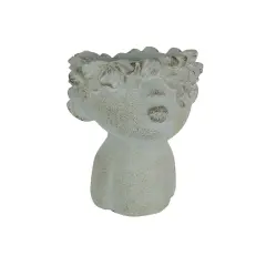Pucker Up Junior Kissing Face Weathered Finish Concrete Head Mini Planter