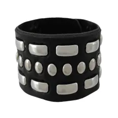Black Vinyl Wristband with Curved Link Studs