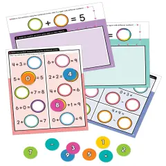 Carson Dellosa 22-Piece Number Sentence Edu-Clings Set, Dry Erase Mats and Silicone Math Manipulatives, Addition and Subtraction Mathematics Practice for Kids