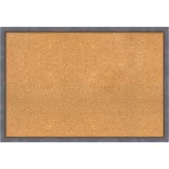 Two Tone Wood Framed Corkboard, Natural Cork Blue Copper