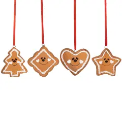 Northlight Gingerbread Heart Star Tree and Diamond Christmas Ornaments - 2.5" - Brown - Set of 4
