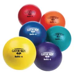 S&S Worldwide Gator Skin Softi-6 Balls.Colorful set of 6, PU Coated Balls with Soft Foam Core, Kid Safe, No-Sting Balls for PE Games, After School Programs, Dodgeball, and Birthdays.