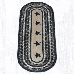 Earth Rugs OP-313 Black Stars Oval Patch 2 Feet X 6 Feet