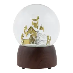 Northlight Christmas Village in the Woods Musical Snow Globe - 6.5" Gold