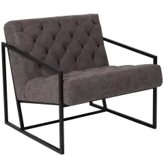 Merrick Lane Vienna Modern Lounge Chair With Tufted Seating And Metal Frame Retro Gray