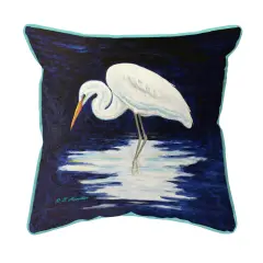 Betsy Drake Reflecting Egret Extra Large Zippered Indoor/Outdoor Pillow 22x22 Multicolor