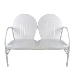 Northlight 47-Inch Outdoor Retro Tulip Steel Loveseat, White