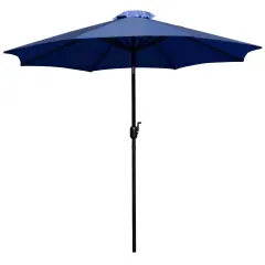 Merrick Lane Bali 9' Round UV Resistant Outdoor Patio Umbrella With Height Lever And 33&deg; Push Button Tilt Navy
