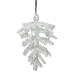 Northlight 5" White and Silver Glitter Pine Cone Christmas Ornament