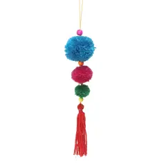 Northlight 10.25" Sky Blue and Pink Pom-pom Hanging Christmas Ornament Multi