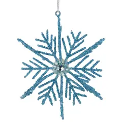 Northlight Glittered Snowflake Metal Christmas Ornament - 10" - Blue