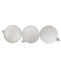 Northlight Shatterproof 3-Finish Christmas Ball Ornaments - 2.5" (60mm) - White - 100ct