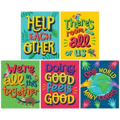 Carson Dellosa One World 5-Piece Posters, Motivational 8.5" x 11" Tropical Wall Art With Positive Affirmations for Bulletin Board, Door, Boho Decor, Classroom Must Haves