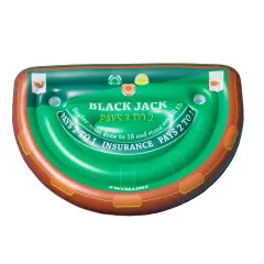 Swim Central 60" Green and Brown Inflatable Blackjack Table Game with Water Proof Cards