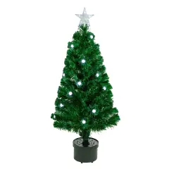 Northlight 3' Pre-Lit Color Changing Fiber Optic Artificial Christmas Tree with Balls Green