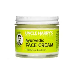 Uncle Harry's Natural Products Ayurvedic Face Cream with Jojoba Esters and Pure Essential Oils of Turmeric, Sandalwood, Palmarosa, and Cypress for Day and Night Use, Vegan, 2 oz Glass Jar