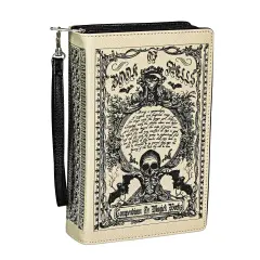 Cream Vinyl Magick Spell Compendium Book Handbag Novelty Crossbody Bag