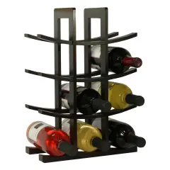Oceanstar 12-Bottle Dark Espresso Bamboo Wine Rack Black
