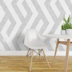 Peel & Stick Wallpaper 2FT Wide Minimal Zigzag Black And White Graphic Lines Custom Removable Wallpaper by Spoonflower