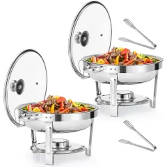 "WILPREP 5qt Chafing Dish Buffet Set of 2 Stainless Steel Food Warmers for Party "