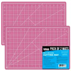 12" x 18" Self-Healing Cutting Mat 5-Ply (2 Pack) - Double-Sided Pink/Blue Craft Mat, Non-Slip Cutting Mats for Crafts, Sewing, Quilting, Scrapbooking
