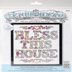 Design Works/Zenbroidery Stamped Embroidery Kit 12"X12"-Bless This House