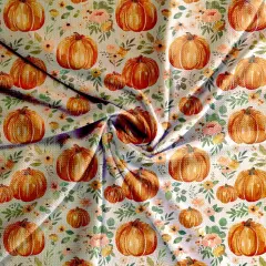 Fall Floral Pumpkins Bullet Fabric 1 yard