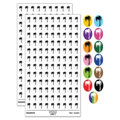Palm Tree Tropical Solid 200+ 0.50" Round Stickers Light Pink