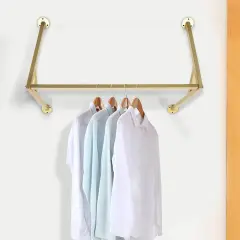 Kitcheniva Wall Mounted Gold Clothes Hanging Rail Rack