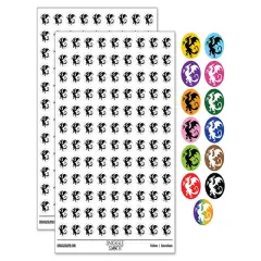 Wyvern Dragon Fantasy Silhouette 200+ 0.50" Round Stickers White