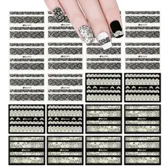 Wrapables Black & White Lace Nail Stickers Fashionable 3D Nail Art (20 sheets)