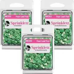 Buttons Galore Sprinkletz DIY Craft Embellishment Polymer Clay Pieces For Slime & Crafts 36 Grams - 3 Packs of Four Leaf Fun