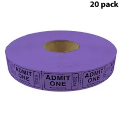 Tacticai 2000 Admit One Raffle Tickets &ndash; Single Roll, Consecutively Numbered &ndash; Perfect for Events, Entry, Fundraisers & Prizes &ndash; Available in 8 Colors Purple