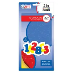 Creative Start Vinyl Repositionable Self-Adhesive Letters and Numbers, 2", Fun Font, Red, Yellow and Blue, 399 count